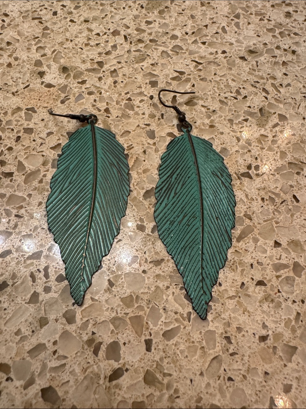 Green Leaf Dangle Earrings